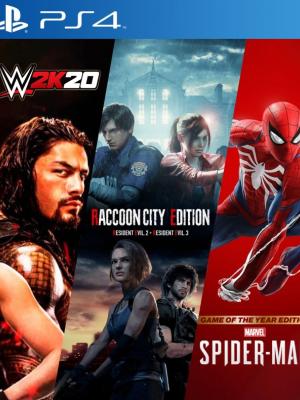 WWE 2K20 mas Resident Evil Racoon City mas Marvels Spider Man Game of the Year Edition PS4